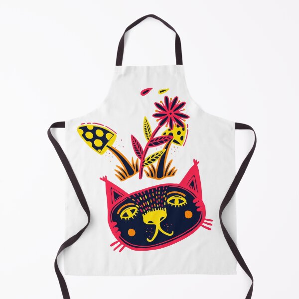 Item preview, Colorful cat, flowers and mushrooms design designed and sold by Petru&Myself.