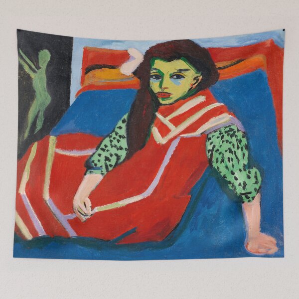 Item preview, Expressionism Painting Seated Girl (1910) by Ernst Ludwig Kirchner designed and sold by Designedbysm.