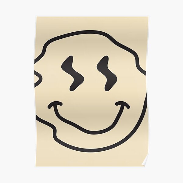 Wonky Smiley Face Black And Cream Poster For Sale By Jaenncalrk Redbubble