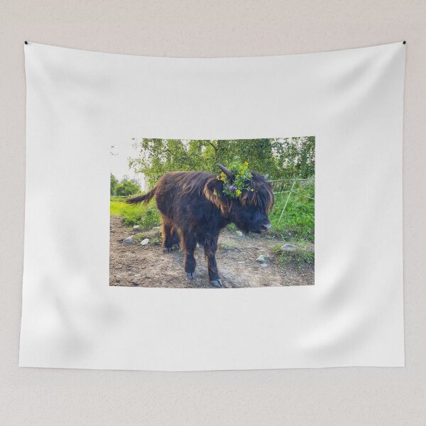 Item preview, Scottish Highland Cattle Calf with flower headband 2891 designed and sold by SaarelaHighland.