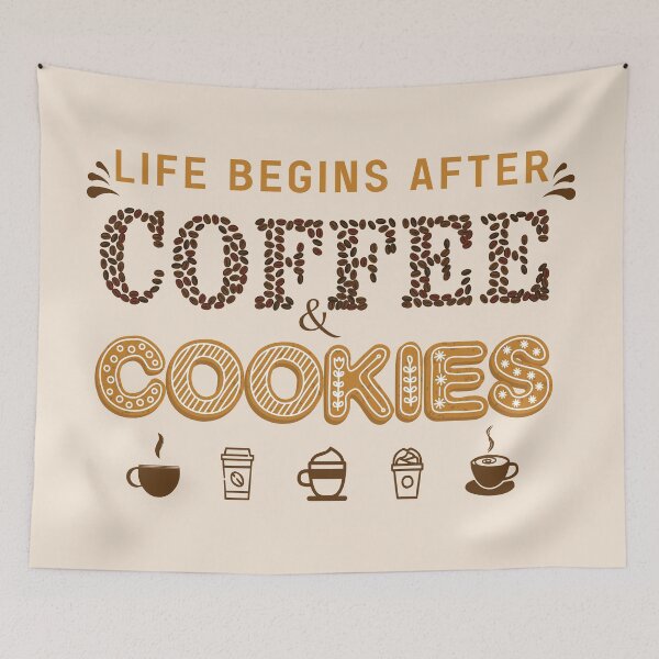 Item preview, Life begins after coffee - life begins after coffee and cookies - Gifts for coffee lovers - Funny coffee quotes designed and sold by Alice-Elgawi.