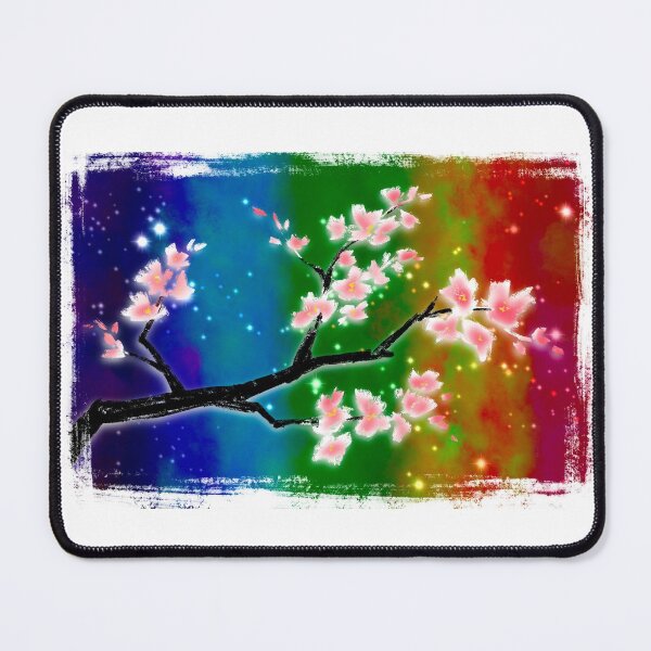 Item preview, Sakura rainbow white background - dark stars designed and sold by RoseNightshade.