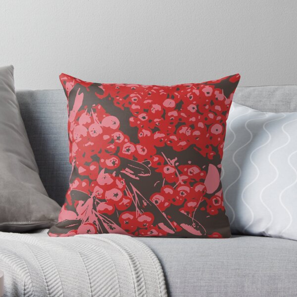 Pyracantha Illustration Throw Pillow