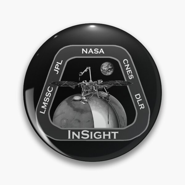 Artikelvorschau, InSight Missionspatch - schwarz und weiß entworfen und verkauft von trendistudio.