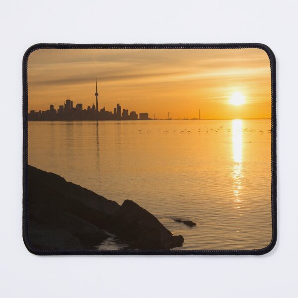Item preview, Crossing the Sunpath in Flight - Toronto Skyline Sunrise with Cormorants designed and sold by Georgia Mizuleva.