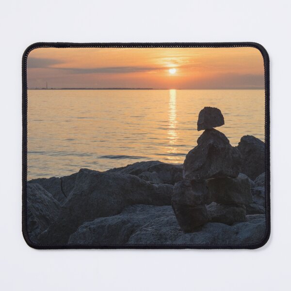 Item preview, Inuksuk Sunrise - Rock Cairn Figure Greeting the Sun on Lake Ontario in Toronto designed and sold by Georgia Mizuleva.
