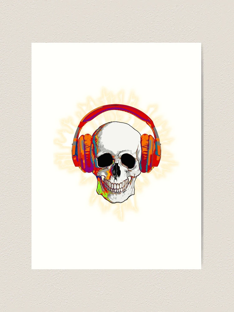 アート・デザイン・音楽 SKULL STYLE Skull with headphones, music, cool, colorfull