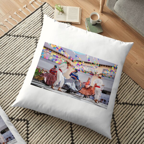 Photo of folklore dancers dancing in a beautiful traditional dress Floor Pillow