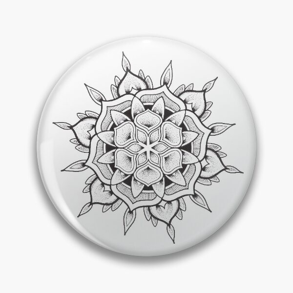 Item preview, Black and white mandala in pen and ink dotwork designed and sold by René Voortwist Pen and Ink art.