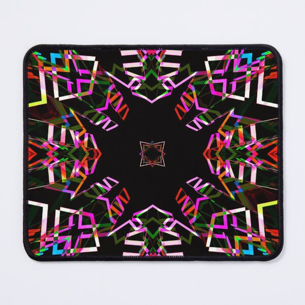 Item preview, Bright Bold Psychedelic Trance Techno Music Black Green Red Pink Orange Geometric Pattern Mosaic designed and sold by PatternPerfect.