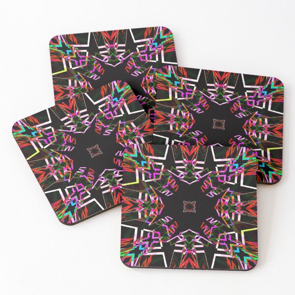Item preview, Bright Bold Psychedelic Trance Techno Music Black Green Red Pink Orange Geometric Pattern Mosaic designed and sold by PatternPerfect.