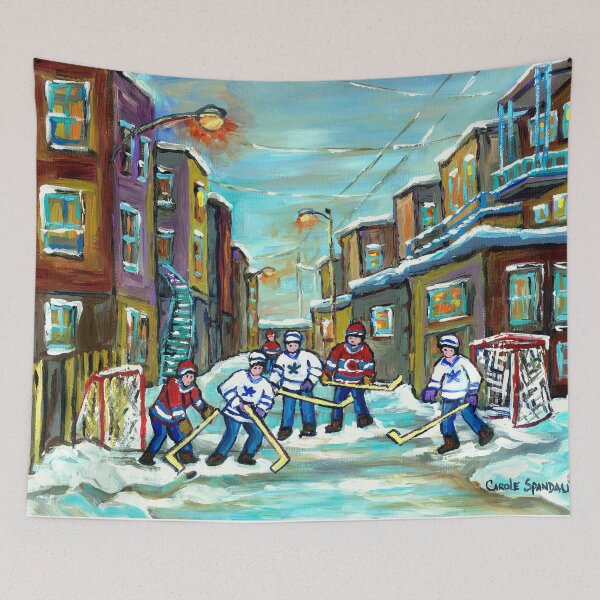 Item preview, MONTREAL BACK LANE OUTREMONT WINTER HOCKEY designed and sold by Carole  Spandau.