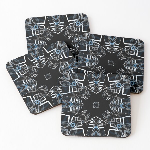Item preview, Bright Bold Psychedelic Trance Techno Music Black Grey Gray Blue White Geometric Pattern Mosaic designed and sold by PatternPerfect.