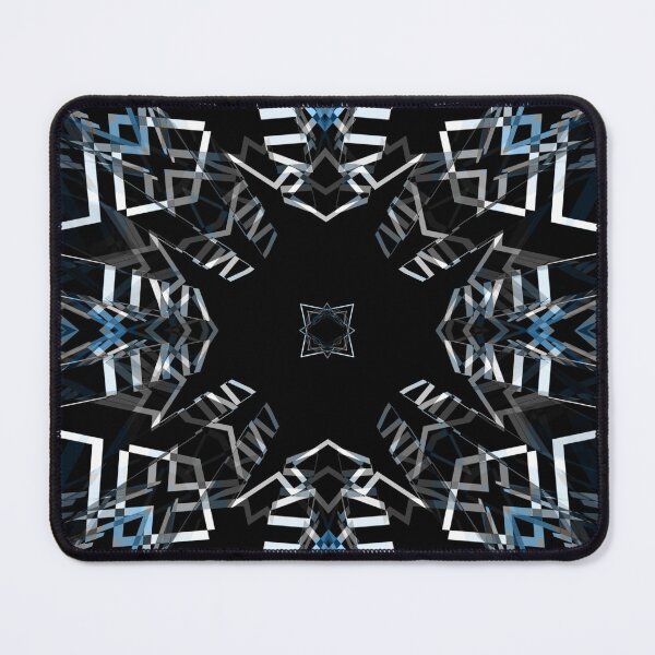 Item preview, Bright Bold Psychedelic Trance Techno Music Black Grey Gray Blue White Geometric Pattern Mosaic designed and sold by PatternPerfect.
