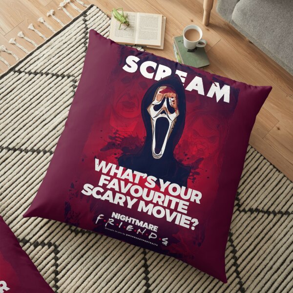 Classic Horror Movie Character Illustration & Quote Floor Pillow