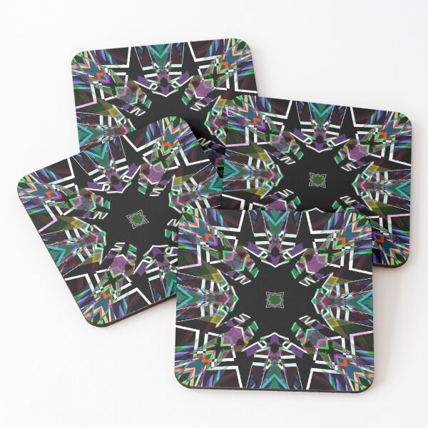 Item preview, Bright Bold Psychedelic Trance Techno Music Black Green Purple White Geometric Pattern Mosaic designed and sold by PatternPerfect.
