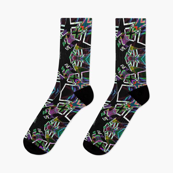 Item preview, Bright Bold Psychedelic Trance Techno Music Black Green Purple White Geometric Pattern Mosaic designed and sold by PatternPerfect.