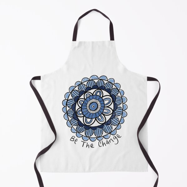 Item preview, Blue Be the change quote whimsical mandala designed and sold by Zendays.