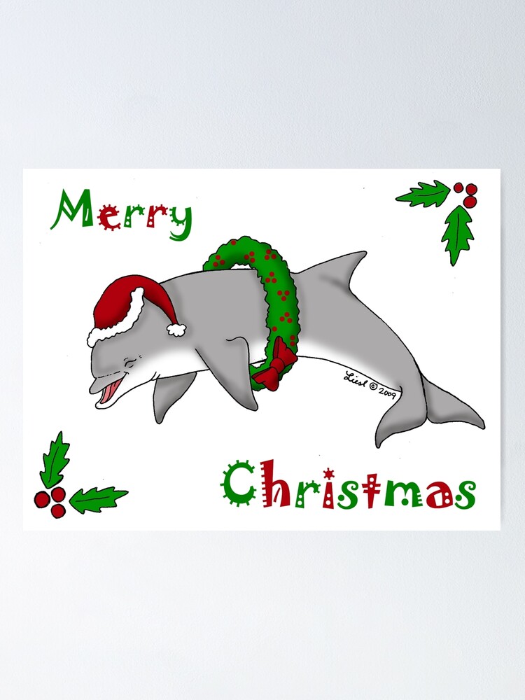 Christmas Dolphin Poster for Sale by sharkbait83