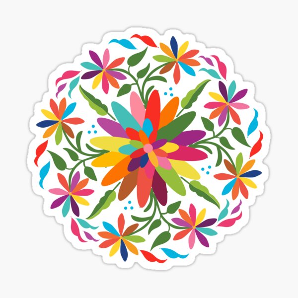 Mexican Otomí Floral Composition by Akbaly Pegatina