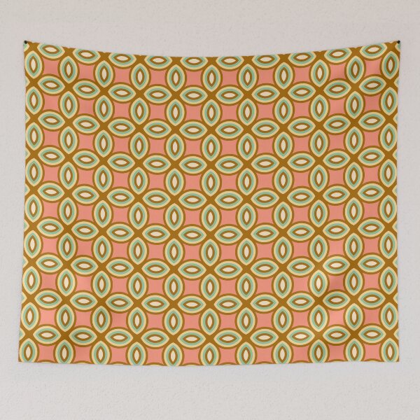 Item preview, COURTYARD TILE ABSTRACT GEOMETRIC PATTERN in PINK BROWN CREAM MINT - UnBlink Studio by Jackie Tahara designed and sold by Jackie Tahara of UnBlink Studio.