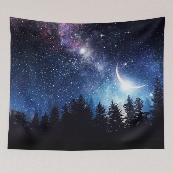 Item preview, Beautiful Starry Night Sky with a Bright Moon Landscape designed and sold by Hartsygarden.