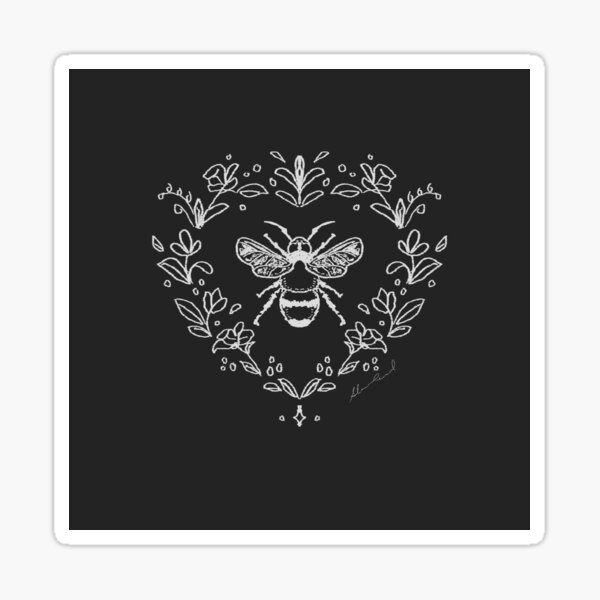 Chalk Board Bee in Black and White Sticker