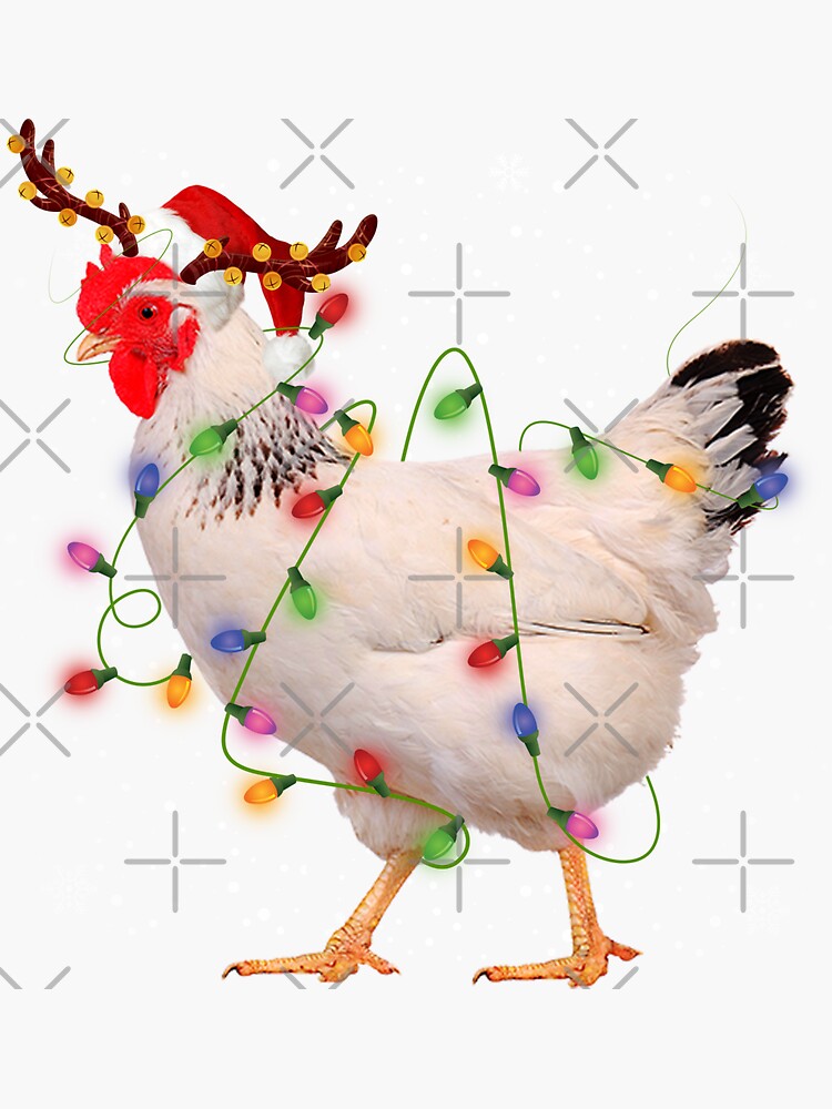 "Chicken Christmas Lights, Funny Chickens, Xmas, Chicken Lover Christmas" Sticker for Sale by