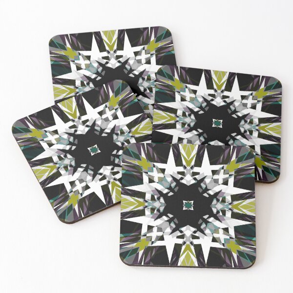 Item preview, Bright Bold Psychedelic Autumn Fall Black Green Grey White Geometric Pattern Mosaic designed and sold by PatternPerfect.