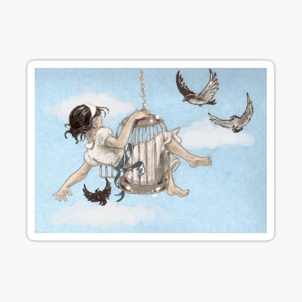 Girl in a Birdcage Sticker