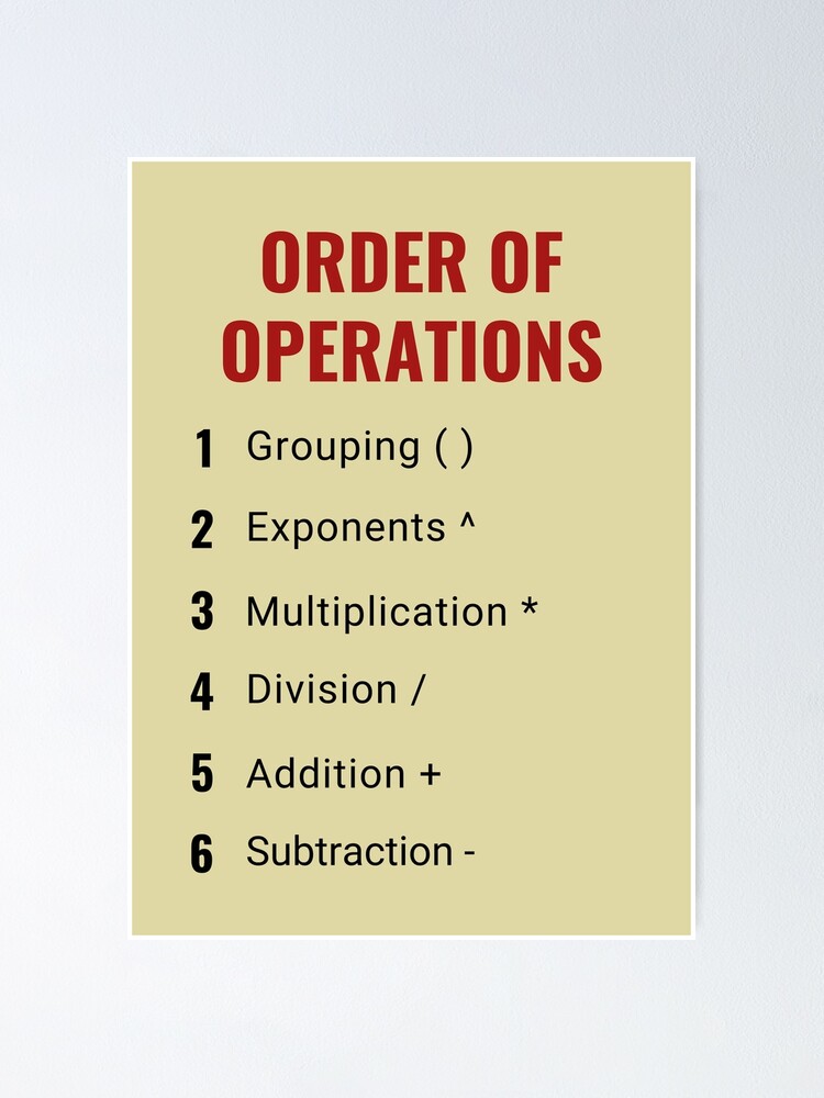 Order Of Operations Mnemonic Device