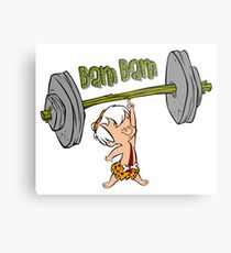 Funny Bam Bam Training The Flintstones Cartoon Metal Print
