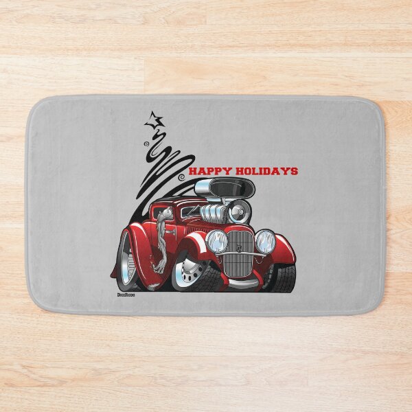 Item preview, DigiRods Christmas Holiday Red Hot Rod Hanging Out Rat Fink Style Cartoon designed and sold by 3sistersrock.