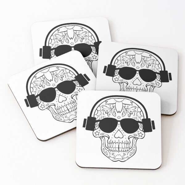 Item preview, Sugar Skull Headphones Sunglasses Skater - MUSIC designed and sold by ekulnoswad.