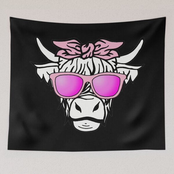 Item preview, Pink Bow and Glasses Highland Cow designed and sold by Braw-Merch.