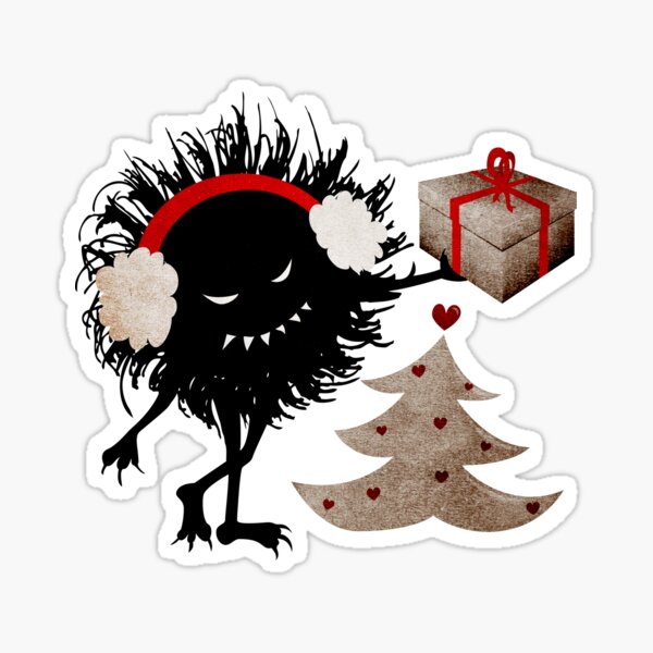 Cute Goth Christmas Character Gives Present Sticker