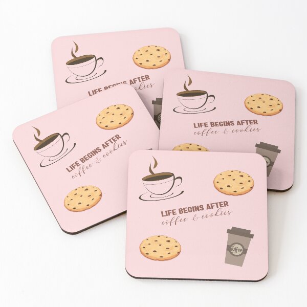 Item preview, Life begins after coffee and cookies ORIGINAL - International coffee day - Gifts for coffee lovers - Funny coffee quotes designed and sold by Alice-Elgawi.