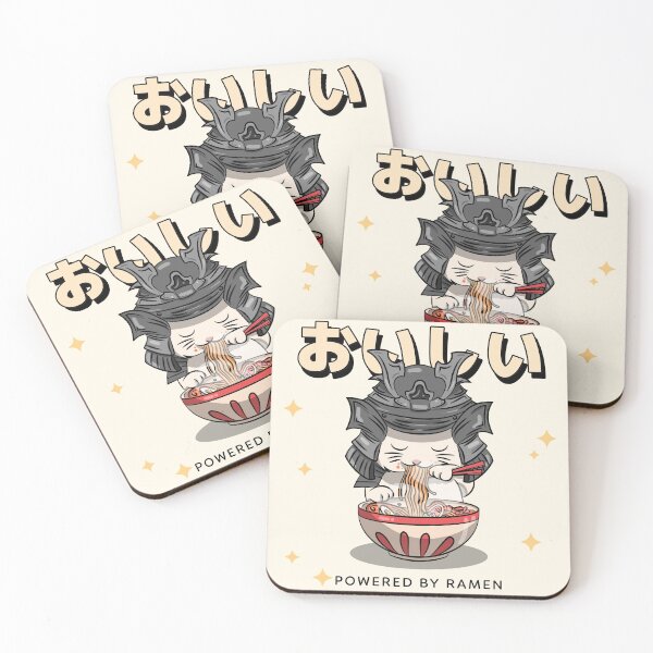 Item preview, Powered by Ramen | Samurai Cat Eating Noodles designed and sold by Mini Pandas.