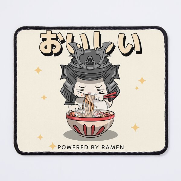 Item preview, Powered by Ramen | Samurai Cat Eating Noodles designed and sold by Mini Pandas.