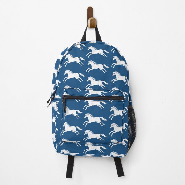 Item preview, White horses on blue designed and sold by marthaseahorse.