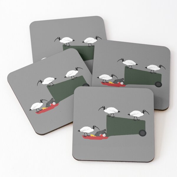 Item preview, Bigger Bin Chickens Eating Lunch on grey designed and sold by Digitaldingo.