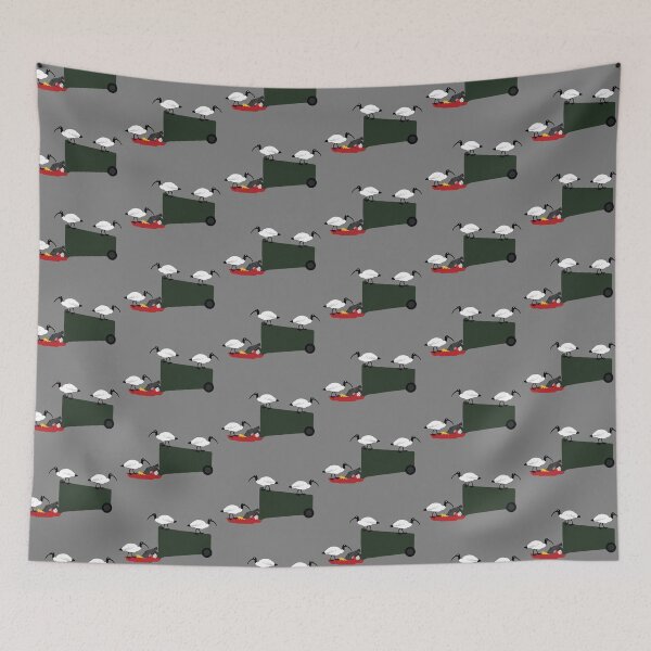 Item preview, Bigger Bin Chickens Eating Lunch on grey designed and sold by Digitaldingo.