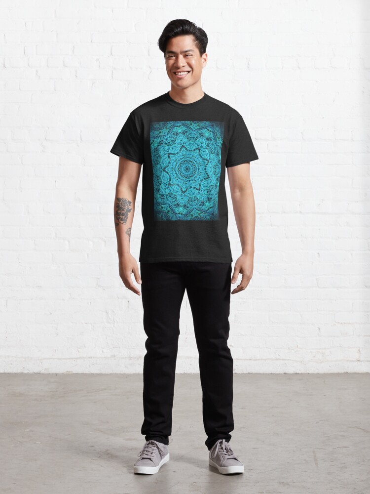 Thumbnail 3 of 7, Classic T-Shirt, Divine Turquoise Mandala designed and sold by OneDayArt.