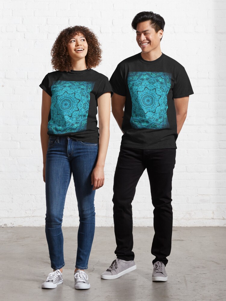 Thumbnail 1 of 7, Classic T-Shirt, Divine Turquoise Mandala designed and sold by OneDayArt.