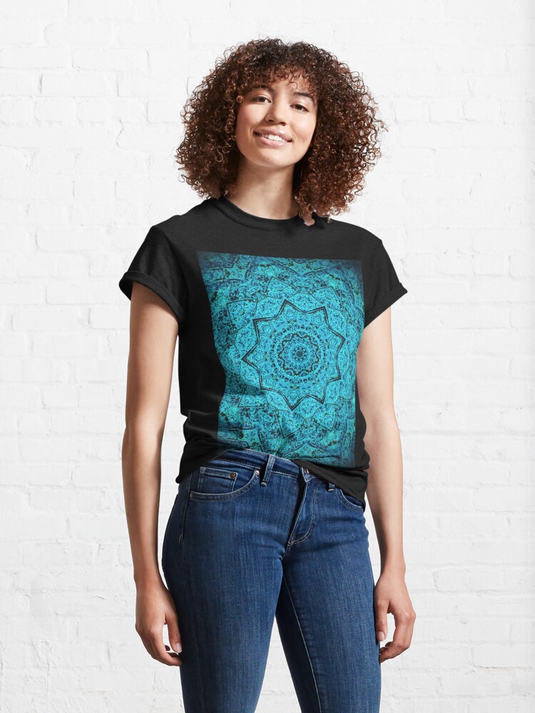 Thumbnail 4 of 7, Classic T-Shirt, Divine Turquoise Mandala designed and sold by OneDayArt.