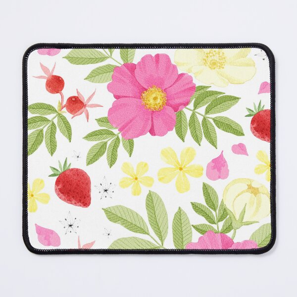 Item preview, watercolor painting,  Flowers strawberry decorative pattern material designed and sold by Adbor-Tb.
