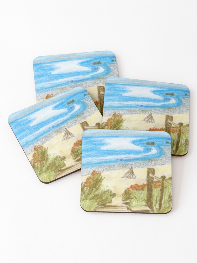 Malibu Tile Coasters - Set of 4 - Mustard, Poppy & Ocean Blue