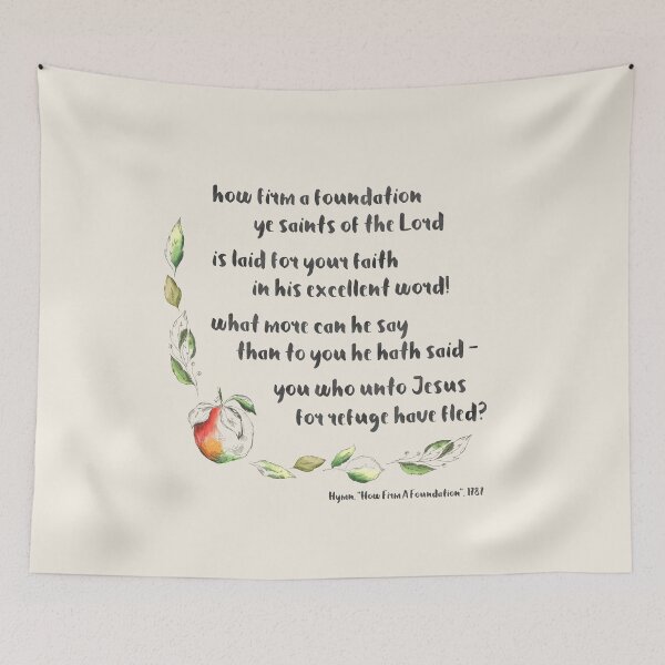 Item preview, Hymn: How firm a foundation (verse 1) - watercolor text + illustration designed and sold by Ofeefee.