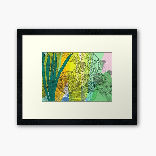 Latest gossip from the birds Framed Art Print
