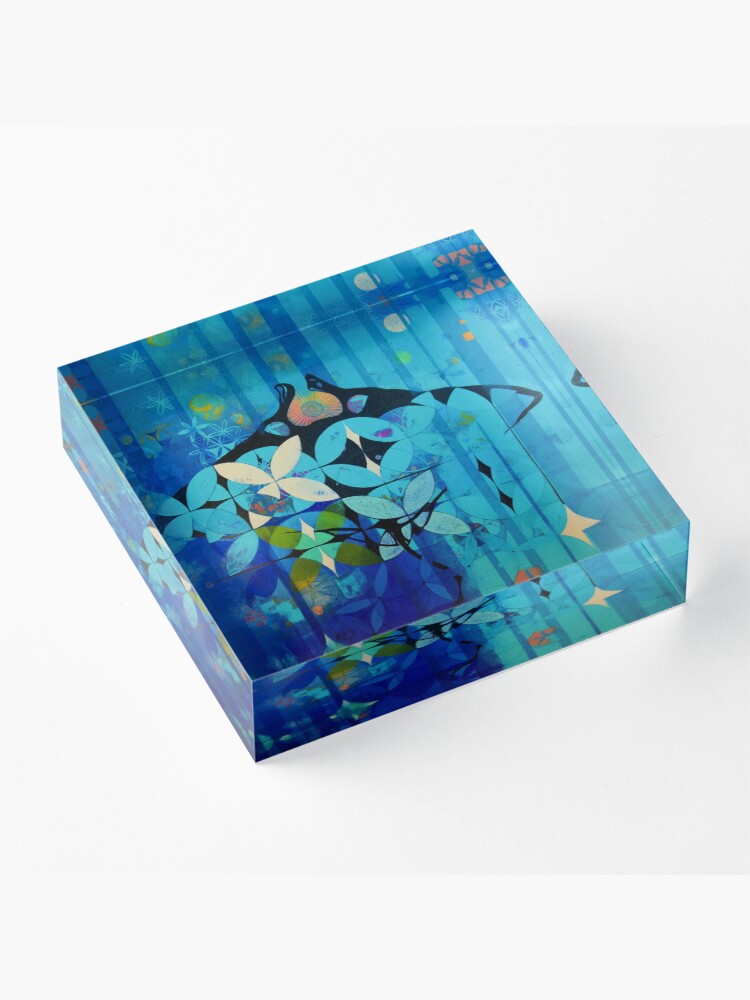 Alternate view of Hāhālua Hawaiian Manta Ray Acrylic Block